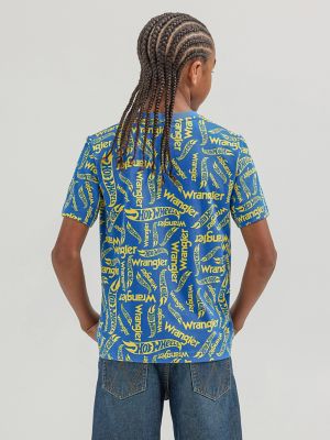 Wrangler® x Hot Wheels™ Boy's Logo T-Shirt in Blue alternative view 3