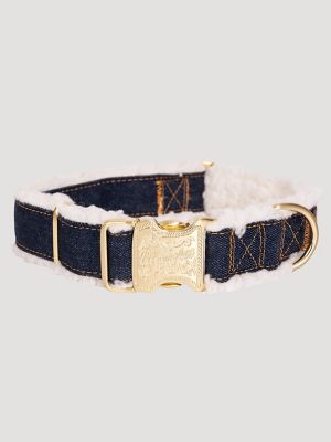 Denim Sherpa Dog Collar