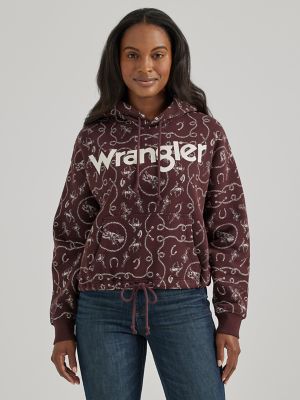 Women s Wrangler Allover Western Cinched Hoodie in Fudge