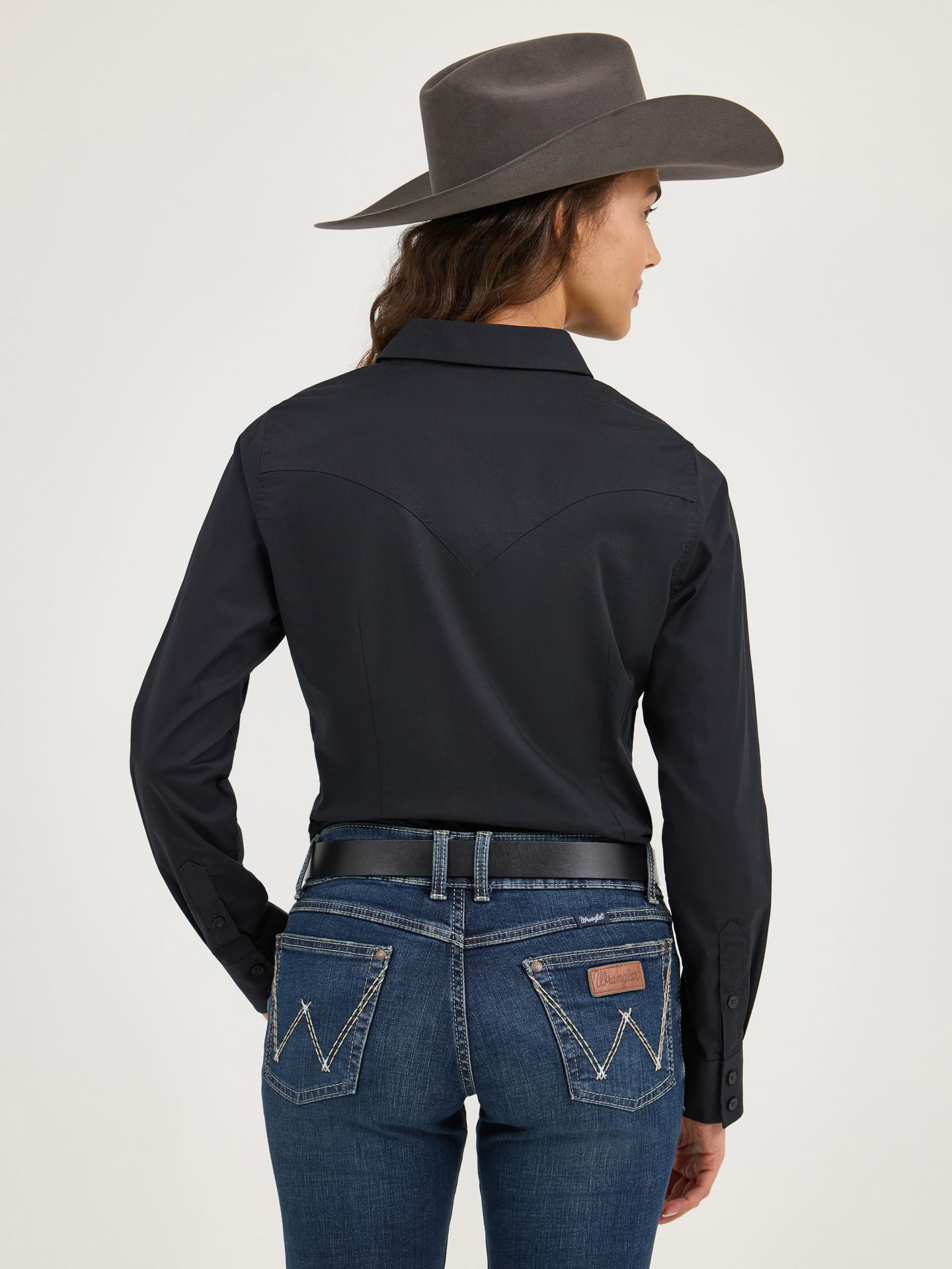 Женская рубашка Wrangler Sierra Western Slim Button, цвет: Чёрный — фото 4
