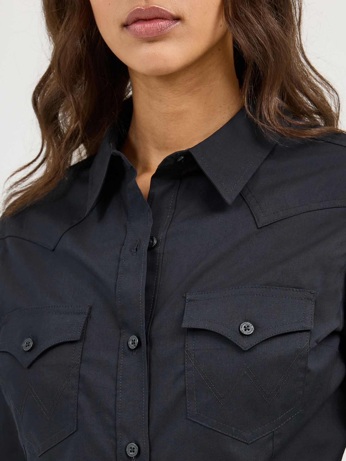 Женская рубашка Wrangler Sierra Western Slim Button, цвет: Чёрный — фото 5