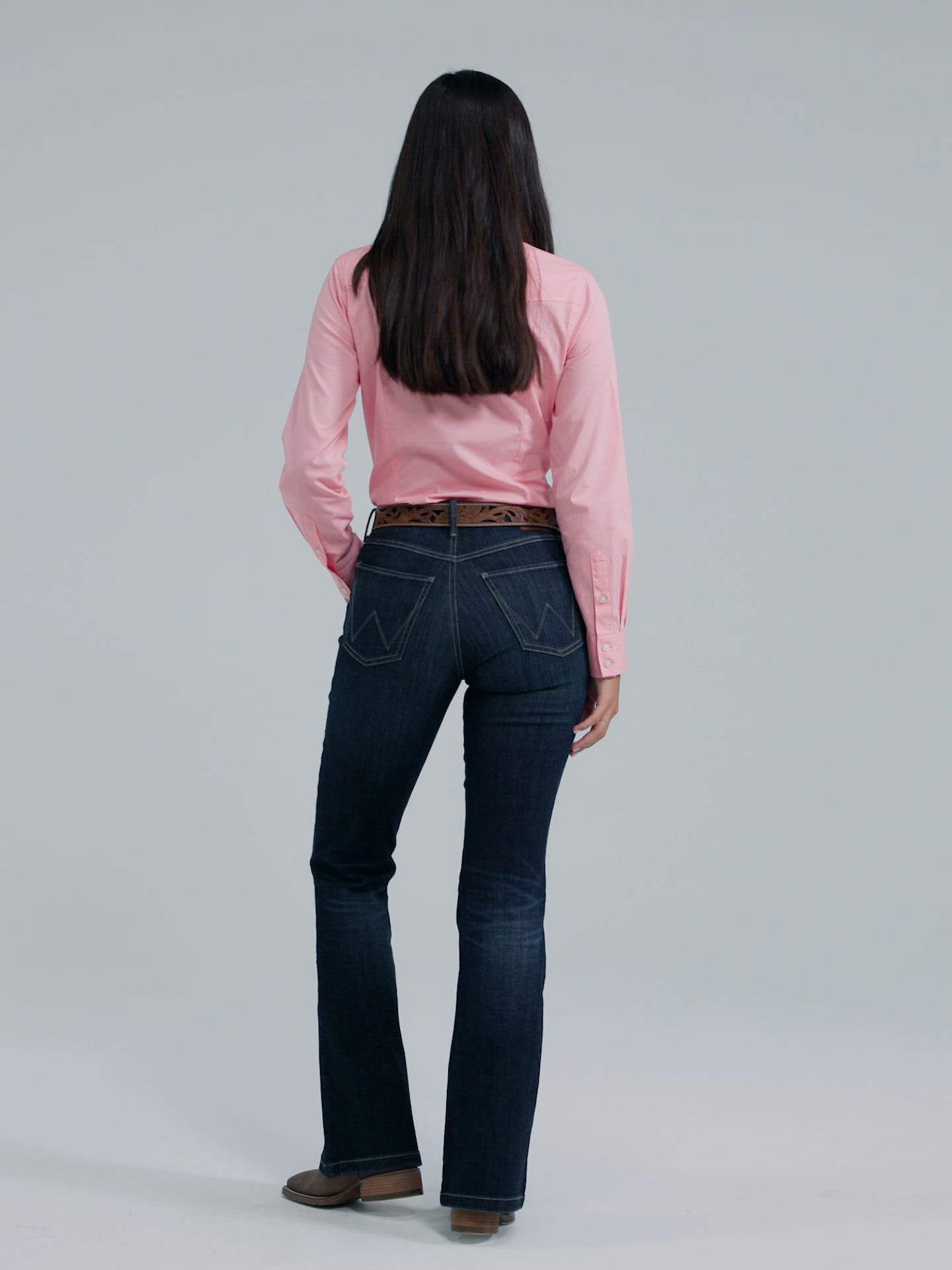 Женская рубашка Wrangler Sierra Western Slim Button, цвет: Чёрный — фото 3