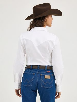Women's Wrangler Western Button Down Shirt in White alternative view 3