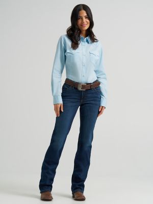 Women's Wrangler Western Button Down Shirt in Cool Blue alternative view 3