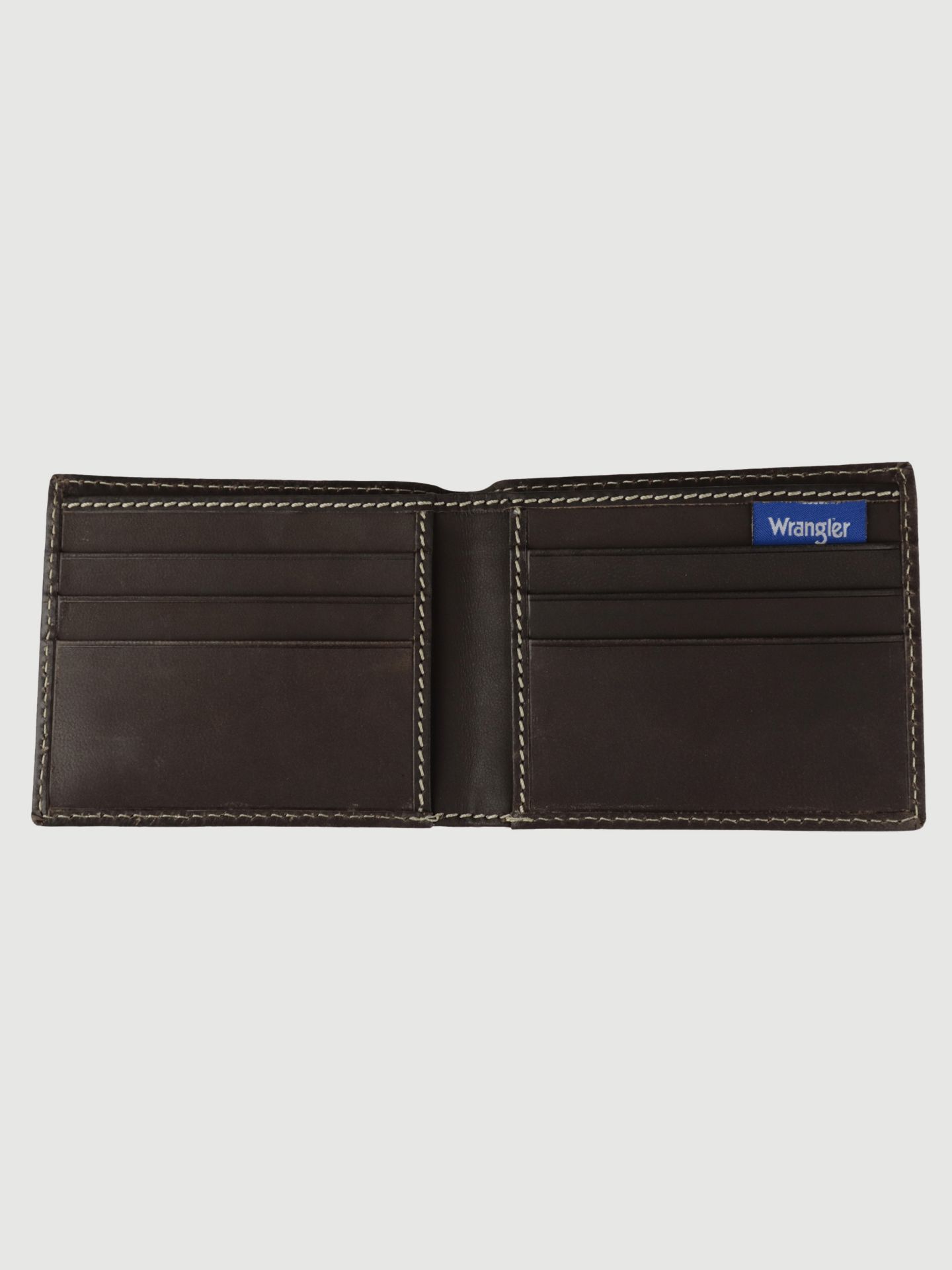 Мужской кошелёк Wrangler Leather Contrast Stitch Bilfold Wallet, цвет: Чёрный — фото 2