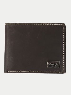 Leather Contrast Stitch Bilfold Wallet in Black