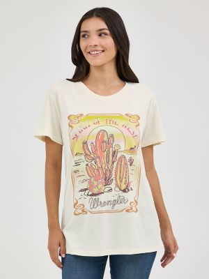 Women's Wrangler Western Graphic Boyfriend Tee in Antique White