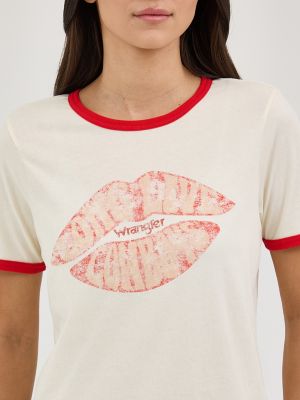 Women's Wrangler Graphic Ringer Tee in Lips Antique White alternative view