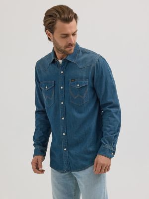 Men's Iconic Cowboy Wash Denim Shirt in Tobacco Denim