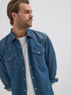 Men's Iconic Cowboy Wash Denim Shirt in Tobacco Denim