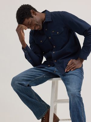Men's Wrangler® Epic Soft™ Stretch Twill Shirt in Dark Sapphire