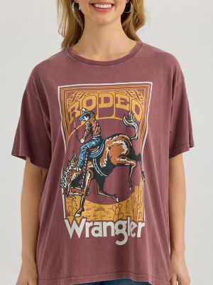Women's Acid Wash Graphic Oversized Tee in Wild Ginger alternative view 4