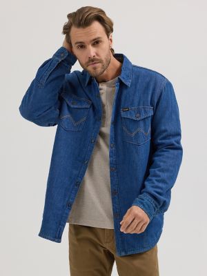 Long sherpa lined denim jacket best sale