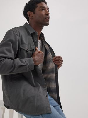 CQR Men's Twill All Cotton Flannel Lined Shirt Jacket, Soft