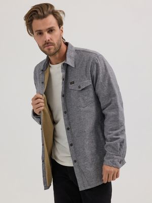 Men s Sherpa Lined Heathered Shirt Jacket