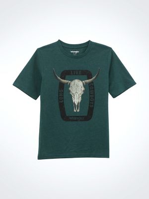 Boy's Logo Front Graphic T-Shirt in Sea Moss Heather