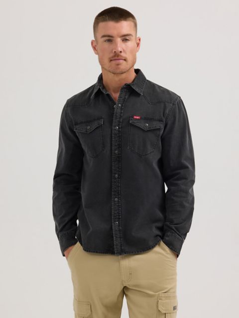 Мужские рубашки Wrangler Men's Slim Denim Snap Front Shirt