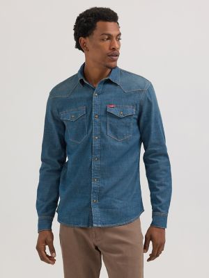 Men s Slim Denim Snap Front Shirt