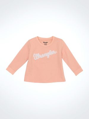 Little Girl's Logo Crew Sweatshirt in Pink