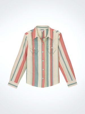 Girl's Striped Western Snap Shirt | NEW | Wrangler®