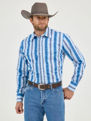 Men's Checotah® Long Sleeve Western Snap Printed Shirt in River Blue alternative view