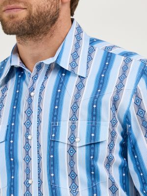 Men's Checotah® Long Sleeve Western Snap Printed Shirt in River Blue alternative view 2