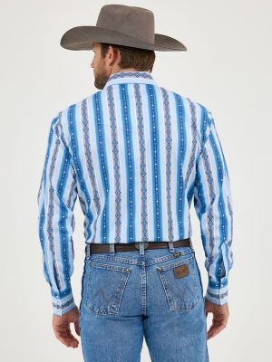 Men's Checotah® Long Sleeve Western Snap Printed Shirt in River Blue alternative view 3