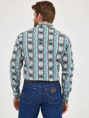 Men's Checotah® Long Sleeve Western Snap Printed Shirt in Grey Contrast