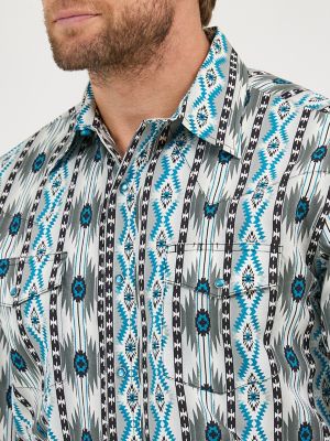 Men's Checotah® Long Sleeve Western Snap Printed Shirt in Grey Contrast