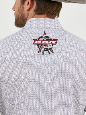 Men's Wrangler® PBR® Logo Long Sleeve Print Western Snap Shirt in Cloudy Diamonds