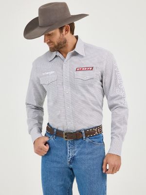 Men's Wrangler® PBR® Logo Long Sleeve Print Western Snap Shirt