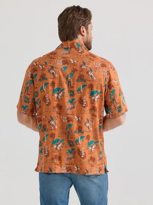 Wrangler® Coconut Cowboy Snap Front Camp Shirt in Aloha Orange alternative view 2