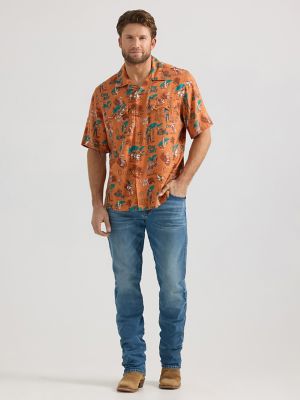 Wrangler® Coconut Cowboy Snap Front Camp Shirt in Aloha Orange alternative view 4
