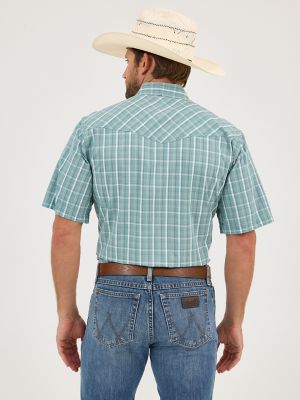 Men's 20X® Competition Advanced Comfort Short Sleeve Western Snap Shirt in Cyan Plaid alternative view