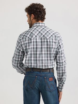 Men's Wrangler Retro® Long Sleeve Sawtooth Snap Pocket Western Shirt in Smoky Grey alternative view