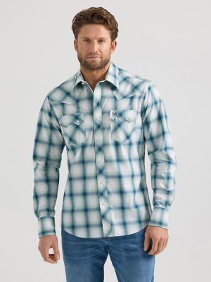 Men's Wrangler Retro® Long Sleeve Sawtooth Snap Pocket Western Shirt