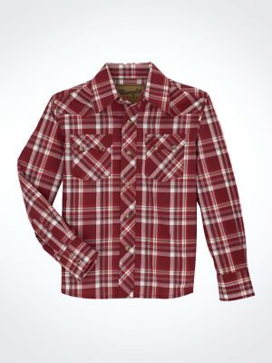 Boy's Wrangler Retro® Western Snap Plaid Shirt with Front Sawtooth Pockets