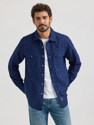 Men's Wrangler® Retro® Premium Long Sleeve Western Snap Printed Shirt