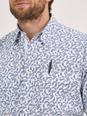 Wrangler® George Strait™ Troubadour Long Sleeve Western Snap Shirt in Delft Branches alternative view 3