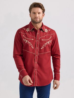 Wrangler® Rodeo Ben Western Snap Shirt in Ruby Red
