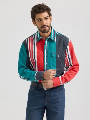Vintage-Inspired Brushpopper Western Snap Workshirt in Primary Red
