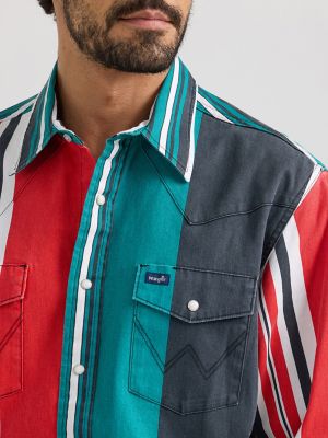 Vintage-Inspired Brushpopper Western Snap Workshirt in Primary Red