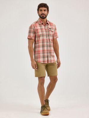 Wrangler ATG™ Men's Cedar Zip Pocket Plaid Shirt in Coral alternative view
