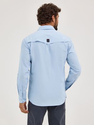 Wrangler ATG™ Men's Drover Utility Shirt in Cerulean