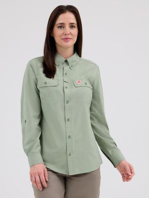 Women's Wrangler RIGGS Workwear® Lightweight Vented Work Shirt in Hedge Green