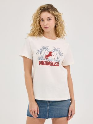 Women's Tropical Horse Graphic Tee in Marshmallow alternative view