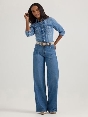 Women's Wrangler Classic Denim Slim Western Snap Shirt