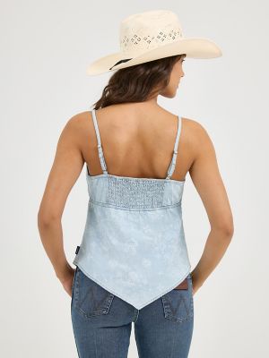 Women's Wrangler Bandana Smocked Tank in Blue alternative view 2