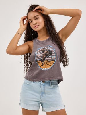 Women's Crop Rodeo Tank in Sparrow alternative view 3