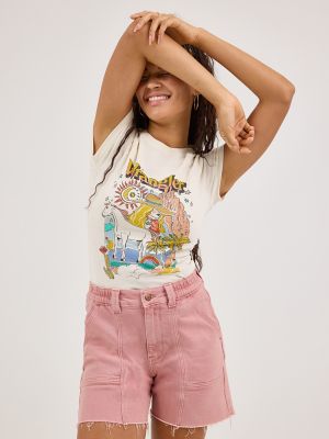 Women's Shrunken Raglan Logo in Whisper White